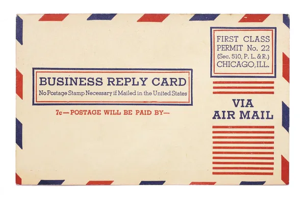 Vintage Verenigde Staten luchtpost zakelijke antwoord kaart vintage Verenigd — Stockfoto