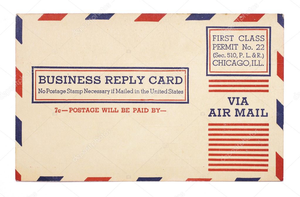 Vintage United States Airmail Business Reply Card Vintage United