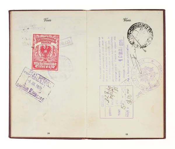 Vintage Ηνωμένες Πολιτείες διαβατήριο 1928 γραμματόσημα — Φωτογραφία Αρχείου