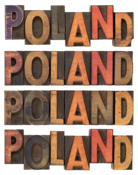 Πολωνία στην εκλεκτής ποιότητας ξύλινος τύπος — Φωτογραφία Αρχείου