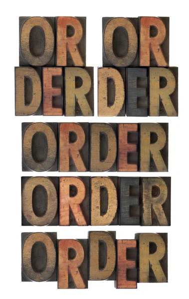 Orden palabra en madera vintage tipo —  Fotos de Stock