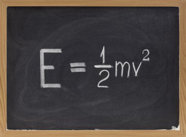 Kinetic energy equation on blackboard clipart