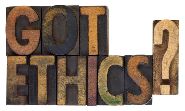 Got ethics? Vintage wood type. — Stock Photo, Image