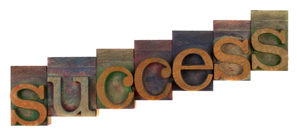 Επιτυχία έννοια - letterpress είδος ξύλου — Φωτογραφία Αρχείου