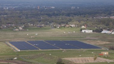 Solar energy farm aerial view clipart