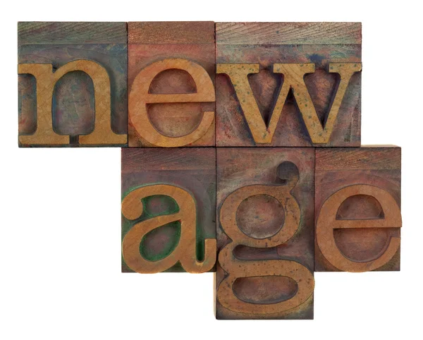New age in wooden type — Stock Photo, Image