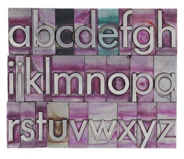 Alfabeto en metal tipo tipografía — Foto de Stock