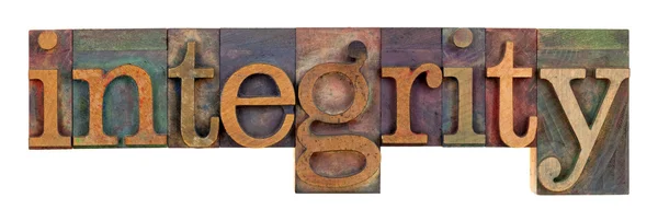 Integrity - vintage letterpress type — Stock Photo, Image