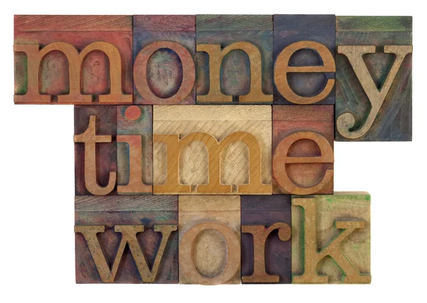Pengar, tid och arbete — Stockfoto
