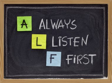 Always listen first - ALF acronym clipart