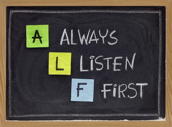 Lyssna alltid först - alf akronym — Stockfoto