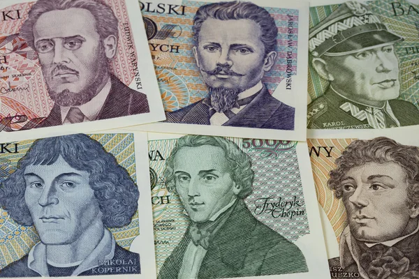 Historical portraits on Polish banknotes — Stock Photo, Image
