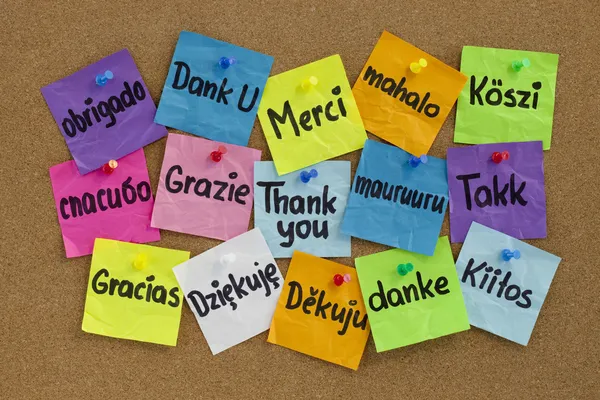 Obrigado em diferentes idiomas — Fotografia de Stock