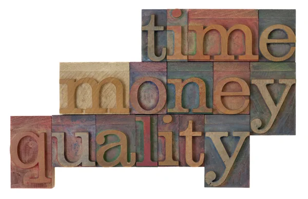 Tempo, dinheiro, qualidade — Fotografia de Stock