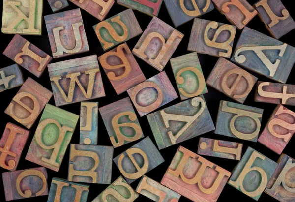 Alphabet in vintage wood type — Stock Photo, Image