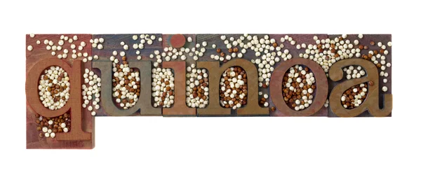 Quinoa word and grain — Stock Photo, Image
