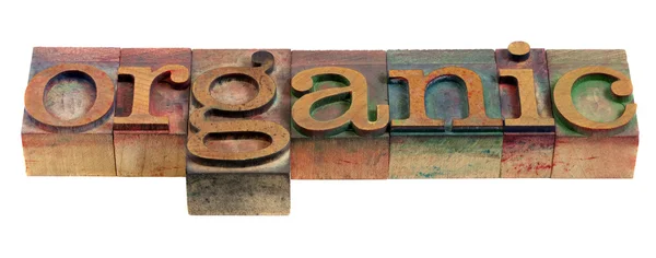 Organic in letterpress type — Stock Photo, Image