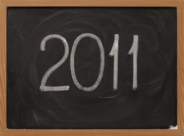 2011 - white chalk on blackboard — Stock Photo, Image