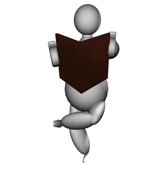 3D marionet lezen van een boek — Stockfoto