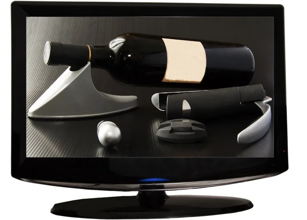 Víno v televizi — Stock fotografie