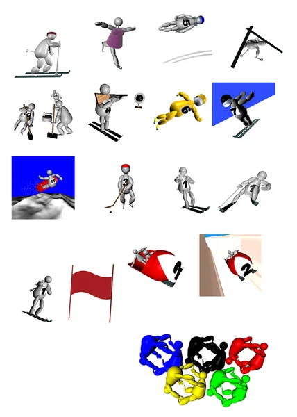 3D marionetten Olympische Winterspelen — Stockfoto