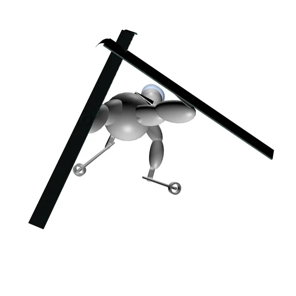 3D kukiełka robi freestyle narciarstwo — Zdjęcie stockowe