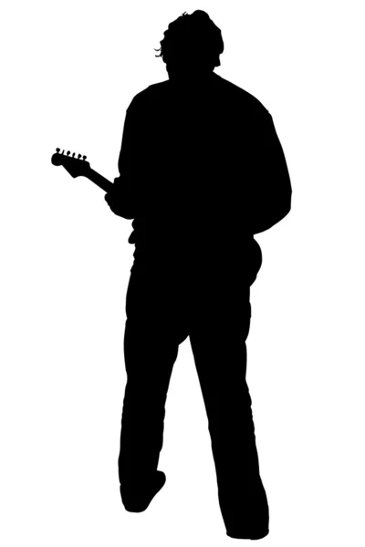 吉他手的轮廓 — 图库照片