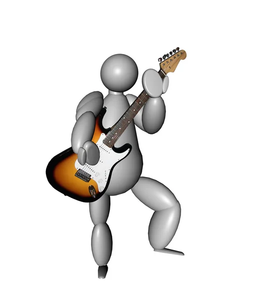 3D fantoche tocando guitarra — Fotografia de Stock