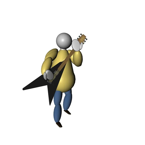 3D Puppet playing guitar — Stock Photo, Image