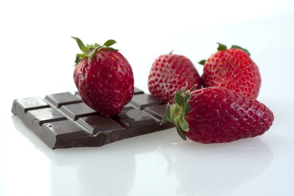 Aardbeien en chocolade Rechtenvrije Stockfoto's