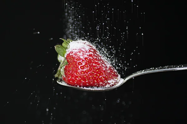 Strawberry and sugar — Stock Photo, Image