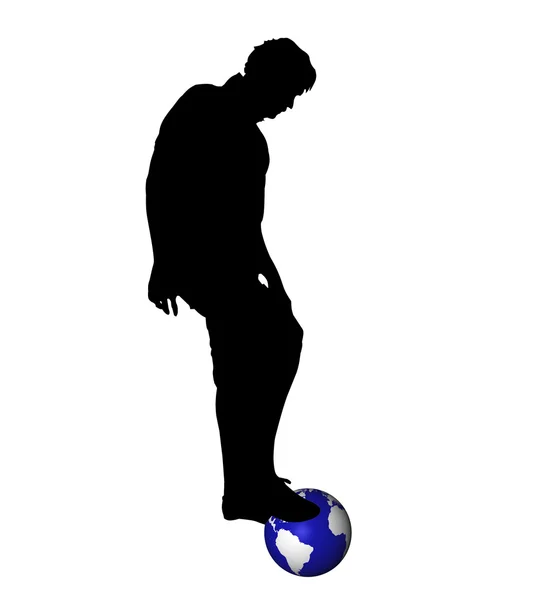 Silhouette eines Fußballers — Stockfoto