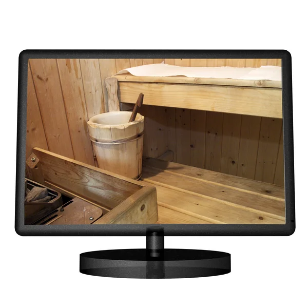 Sauna on tv — Stock Photo, Image