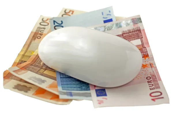 Przesuń kursor myszy nad pieniądze — Zdjęcie stockowe