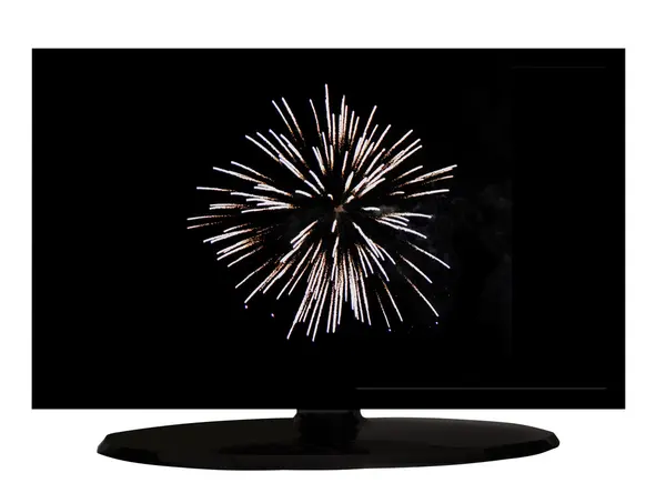 Fireworks on tv — Stock Photo, Image