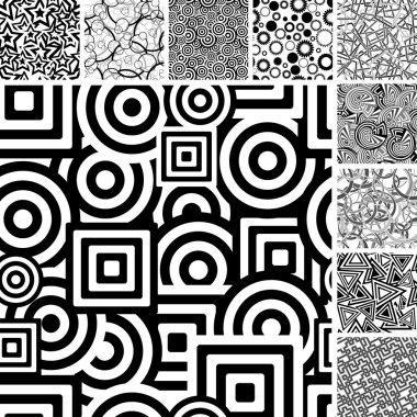 Seamless uncolored patterns clipart