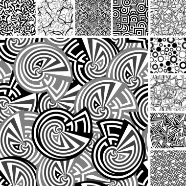 Seamless uncolored patterns clipart