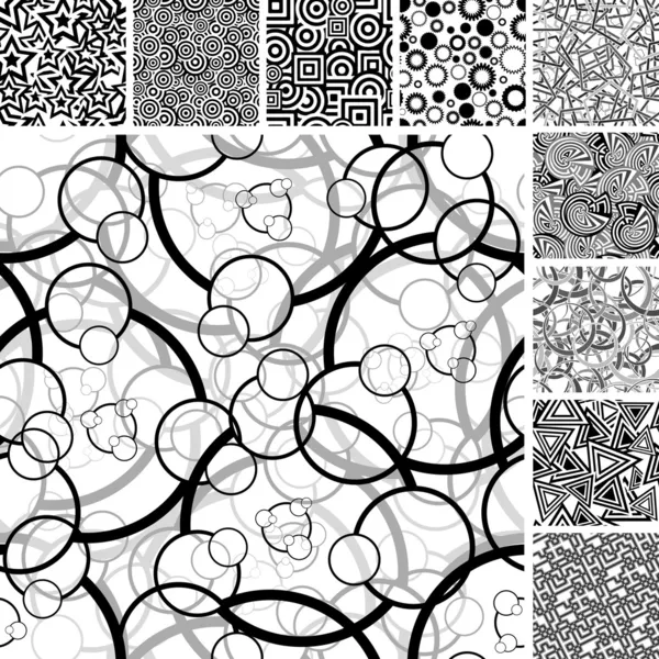 Seamless uncolored patterns — Stockvector
