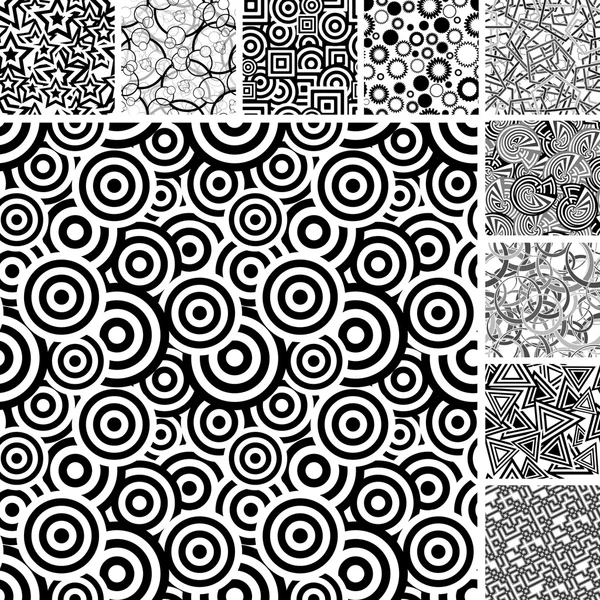 Seamless uncolored patterns — Stok Vektör