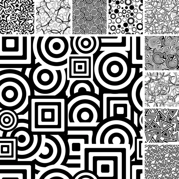 Seamless uncolored patterns Stockillustratie