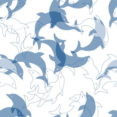 Seamless dolphin pattern clipart