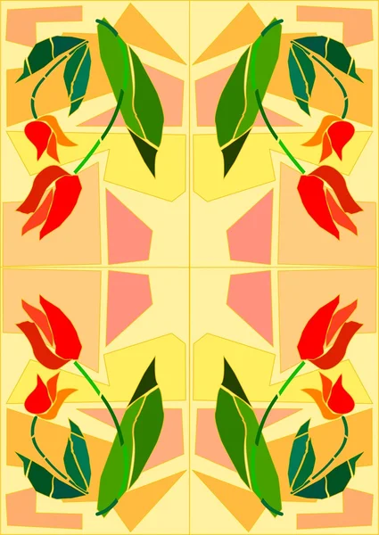 Modello di piastrelle tulipano — Vettoriale Stock