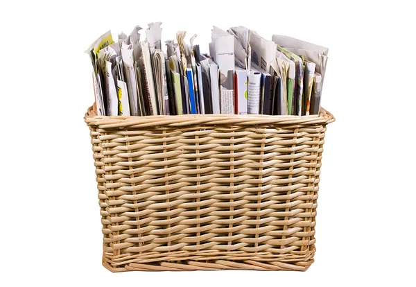 Basket with newspapers — Stock Photo, Image
