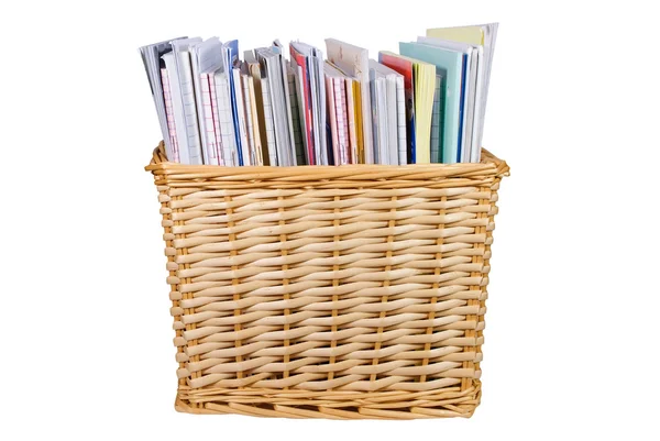 Wicker basket with textbooks — Stock Photo, Image