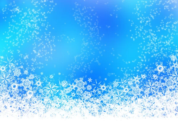 Mavi zemin üzerine beyaz kar taneleri — Stok fotoğraf