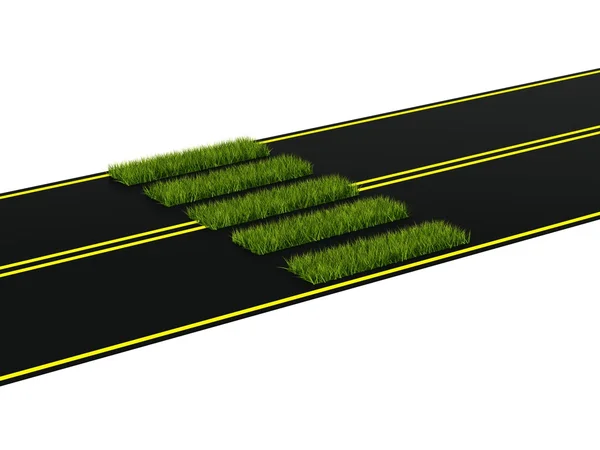 Strada con passaggio pedonale dall'erba — Foto Stock