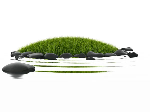 Grass with stones in water — Stock Photo, Image