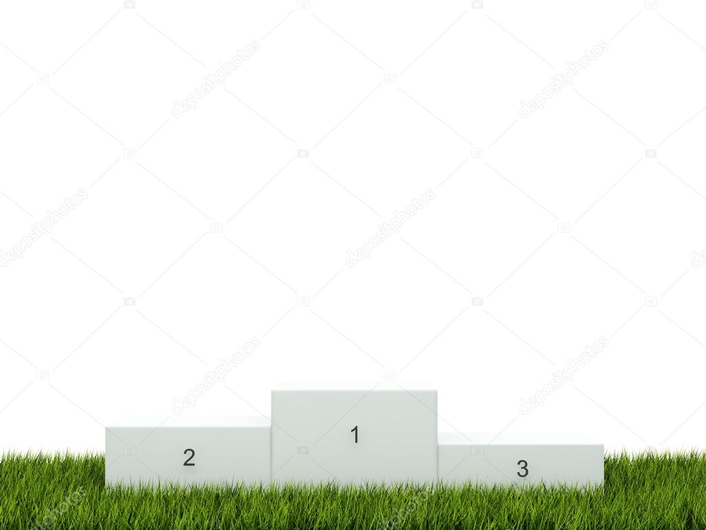 White podium on green grass