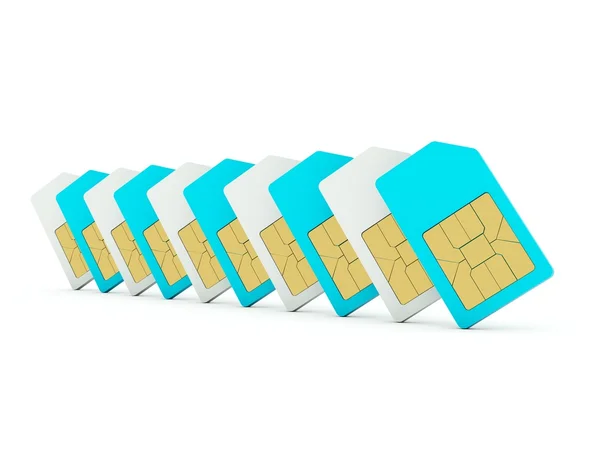 SIM kartlar üzerinde beyaz izole — Stok fotoğraf