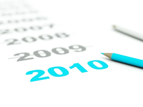 2010 sign with pencils — Stock Photo, Image